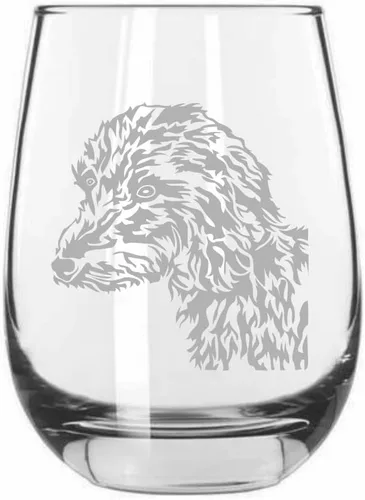 Vista 301 de Shar Pei (chino) - Vaso de vino sin tallo grabado para perro, 15.25 onzas