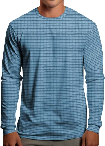 Vista 2 de Camiseta de entrenamiento de manga larga para hombre, camiseta térmica atlética sin botones, para correr, para clima frío, cuello redondo, secado