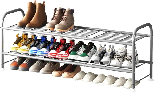 Vista 11 de LINZINAR Zapatero de 2 niveles organizador de almacenamiento para armario entrada metal negro