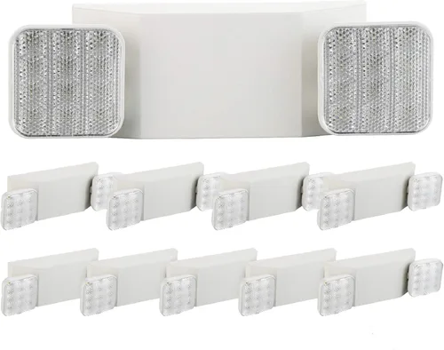 Vista 11 de Paquete de 2 luces de emergencia para negocios, con batería de respaldo, cable duro, certificado UL 924, CA 120/277V, luz de emergencia LED