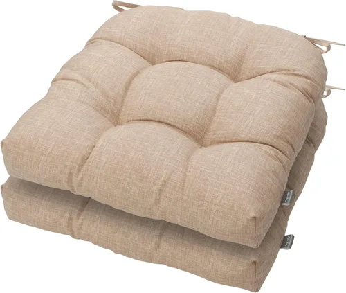 Vista 7 de Magpie Fabrics Juego de 2 cojines de asiento capitoné para exteriores e interiores con lazos, 19 x 19 pulgadas, impermeables, para silla de patio