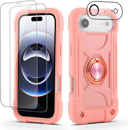 Vista 13 de Funda para iPhone Se3/iPhone Se2, iPhone 6/6S, iPhone 7/iPhone 8 de 4.7 pulgadas con soporte de anillo, con 2 protectores de pantalla resistentes