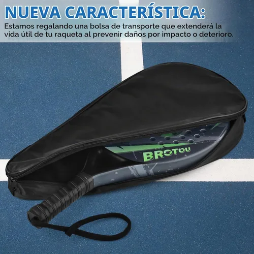Vista 5 de BROTOU Padel Tennis Racket Carbon Fiber Surface with Carry Bag Paddle Racket with EVA Memory Foam Core