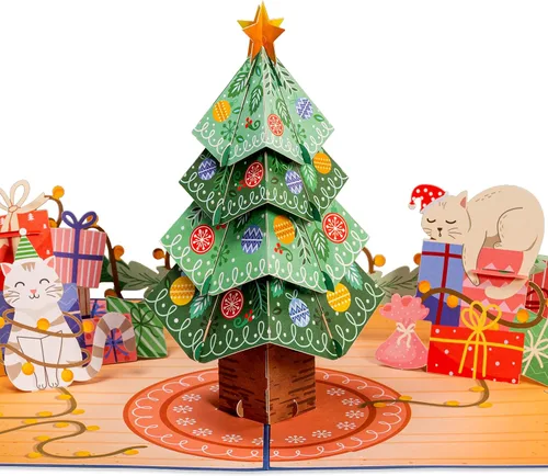 Vista 12 de Paper Love Tarjeta de Navidad desplegable 3D, automóvil, regalo para Navidad o vacaciones, cubierta de 5 x 7 pulgadas, incluye sobre y etiqueta