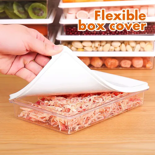 Vista 3 de Hemoton Recipiente de almacenamiento de tocino para refrigerador, caja hermética de carne fresca, 7.87 x 7.87 x 7.87 pulgadas, plástico transparente