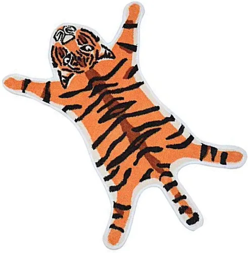 Vista 8 de Alfombra de baño con forma de tigre marrón lindo para baño, antideslizante, absorbente, decoración de animales de dibujos animados, alfombra