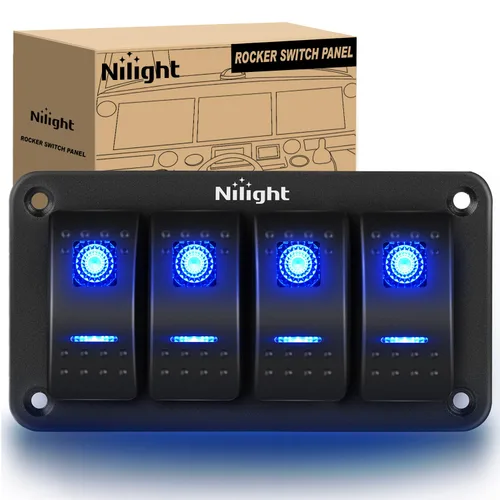 Vista 34 de Nilight Panel de Interruptores Basculantes de 2 Posiciones con Luz LED Naranja, 5 Pines On/Off, Interruptores Basculantes de Aluminio Precableados