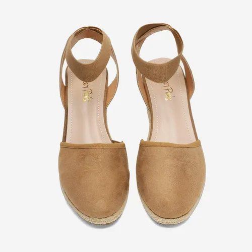 Vista 4 de DREAM PAIRS - Sandalias de cuña con correa elástica en el tobillo, para mujer