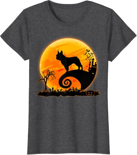 Vista 4 de Camiseta divertida de disfraz de Halloween para perro y luna de Bulldog francés, Negro, S