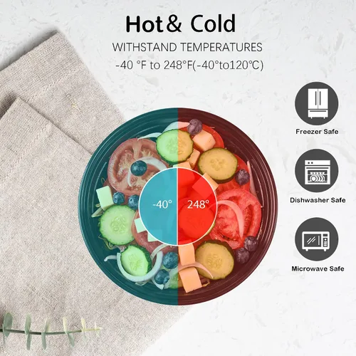 Vista 3 de LOKATSE HOME Recipientes redondos de 32 onzas con tapas, paquete de 150 unidades, caja Bento para almacenamiento de alimentos, microondas