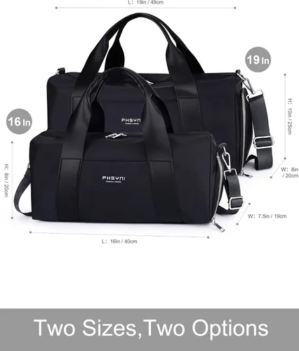 Vista 8 de Bolsa de gimnasio para mujer con compartimento para zapatos y bolsillo para artículos húmedos, bolsa de lona para viajes, deportes, fitness