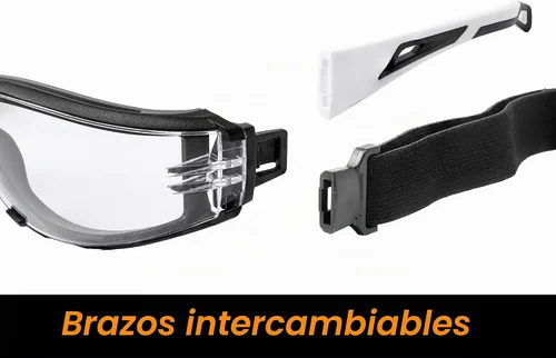 Vista 9 de Koziface S30 - Gafas de seguridad para hombres y mujeres, ajustables, elásticas, con correa y brazos, 2 formas de usar, elegantes ANSI Z87.1+