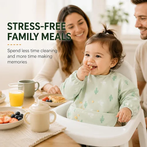 Vista 9 de ANGORA BRANDS Babero de silicona para bebés y bebés, 100% impermeable de grado alimenticio con bolsillo profundo para atrapar alimentos, ajustable