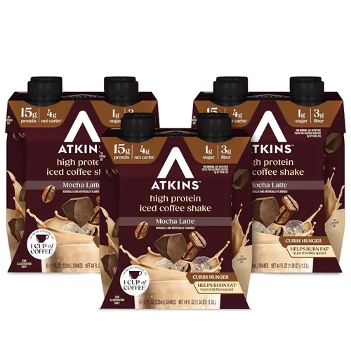 Vista 15 de Atkins Café au Lait - Batido de proteínas con sabor a café helado, batido alto en proteínas, bajo en azúcar, bajo en carbohidratos y bajo en azúcar