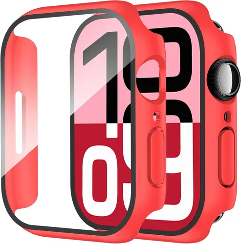 Vista 35 de Smiling Paquete de 2 fundas compatibles con Apple Watch Serie 3/Serie 2 de 1.49 pulgadas, protector de pantalla vidrio templado, carcasa rígida