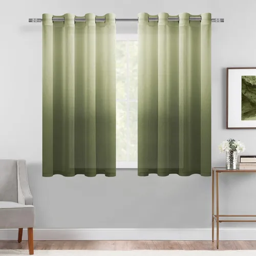 Vista 41 de DWCN Cortinas Transparentes Ombré - Cortinas de Lino Sintético con Gradiente Semi Voile con Ojales en la Parte Superior para Dormitorio y Sala