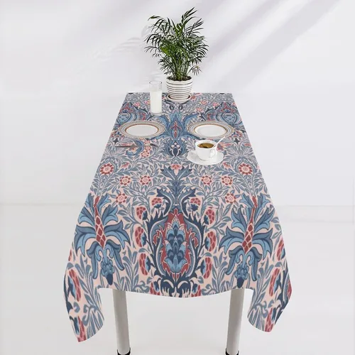 Vista 204 de Mantel Floral Retro de Pájaros, Diseño Original Bohemio William Morris Estampado Cubierta de Mesa para Hogar Picnic Fiesta Comedor Cocina William