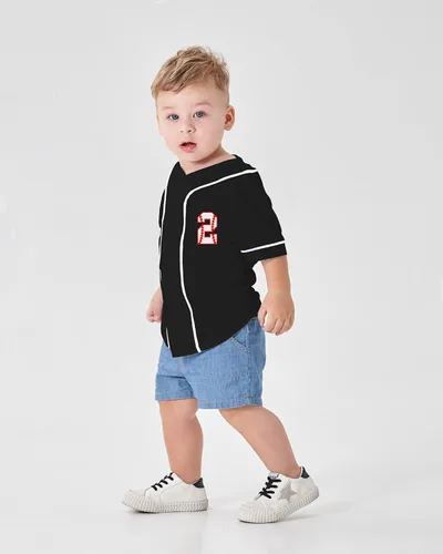 Vista 2 de Yuji Itadori Camiseta de béisbol para niños pequeños con calcetines de manga corta para niño y niña, camiseta de béisbol con números
