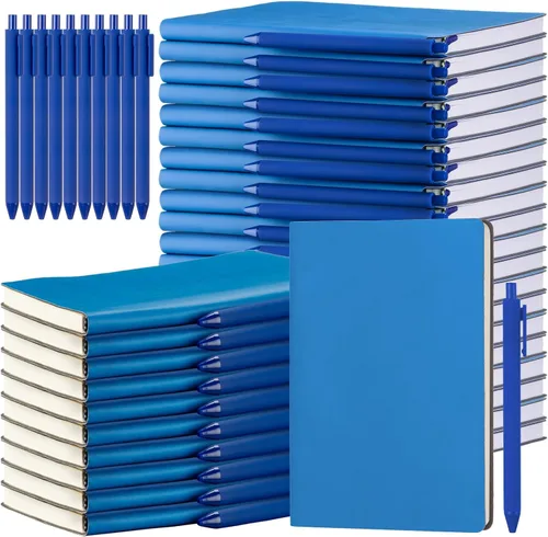 Vista 9 de Jetec Paquete de 30 cuadernos con 30 bolígrafos, bloc de notas de cuero de tapa blanda A5 a granel con bolígrafo para escuela, negocios, trabajo