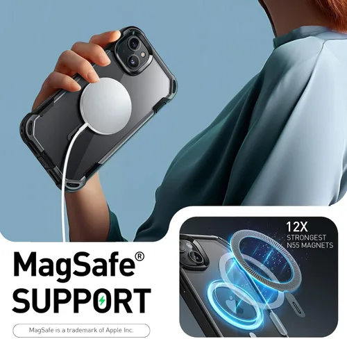 Vista 3 de i-Blason AresMag - Funda protectora transparente para iPhone 15/14/13 de 6.1 pulgadas, compatible con MagSafe, a prueba de golpes, con protector