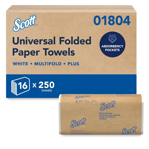 Vista 10 de Scott Professional Toallas de Papel Universales Multiplegadas, a Granel (03650), Bolsillos de Absorción, Blanco, Toalla de 9.2"x9.4", Comprimida