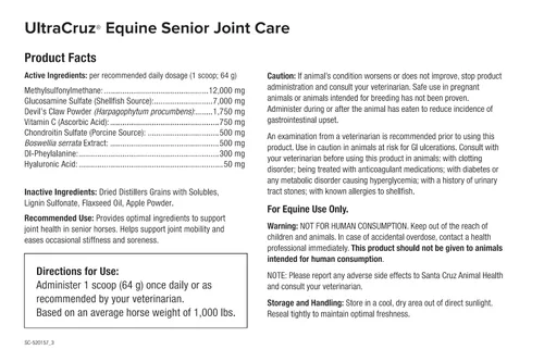 Vista 5 de UltraCruz Equine Senior Joint Care para caballos, 4 libras, pellets