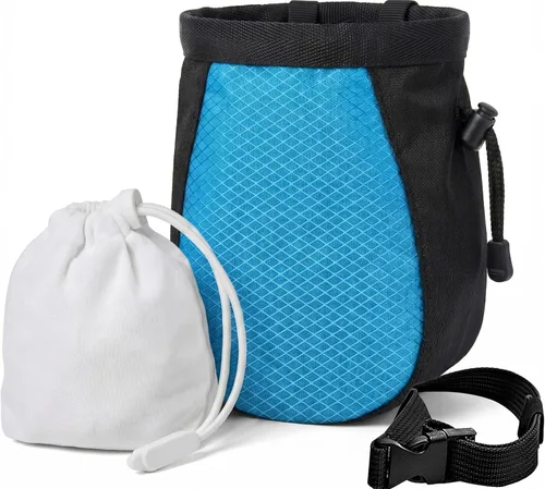 Vista 11 de Bolsa de tiza para escalar, con bola de tiza, bolsa de tiza negra ajustable para equipos de escalada en roca
