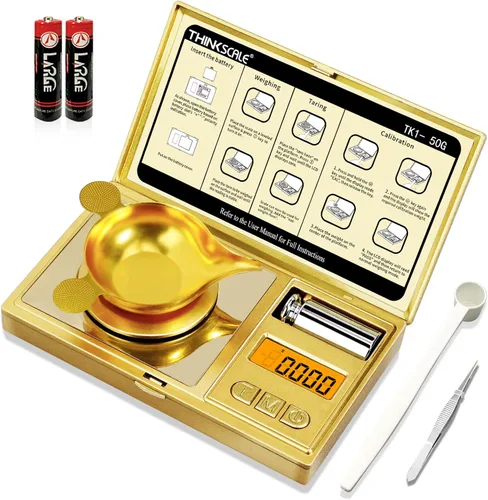 Vista 8 de Escala de miligramos de THINKSCALE 1.76 oz x 0.00 oz, escala de polvo 0.00 oz Precisión Micro báscula para pesar polvos y joyas