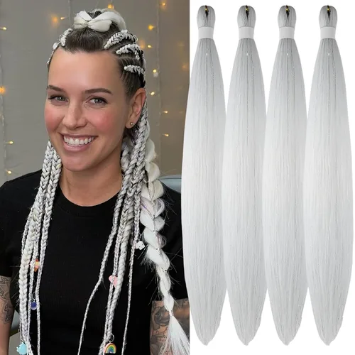 Vista 28 de Cabello trenzado para niños preestirado de 16 pulgadas, color negro para niños, trenzas sin nudos