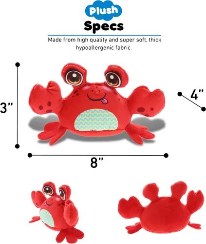 Vista 3 de DolliBu Juguete de peluche de cangrejo, para niños y adultos, juguete de peluche de cangrejo abrazable, lindos animales de peluche para niñas