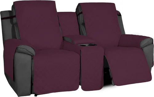 Vista 15 de Easy-Going Funda de sofá reclinable antideslizante con consola, resistente al agua, funda de sofá reclinable doble con correa ajustable, funda Beige