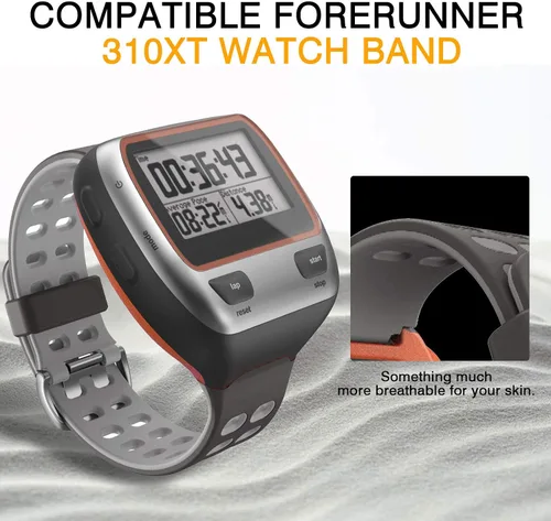 Vista 3 de ANCOOL Correa de reloj compatible con Garmin Forerunner 310XT, correa de reloj de silicona suave de repuesto para reloj inteligente Forerunner Gris