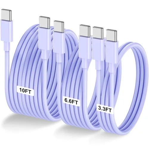 Vista 40 de LOFPYE Paquete de 3 cables USB C a USB C de 1 pie y 60 W, cable de carga rápida tipo C para iPhone Air 17 16e 16 15 Pro Plus Pro Max, para Galaxy