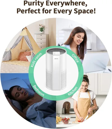 Vista 7 de Afloia Purificador de aire para el hogar, filtro lavable 4 en 1 para alergias, cubre hasta 1076 pies cuadrados, funcionamiento silencioso, apagado
