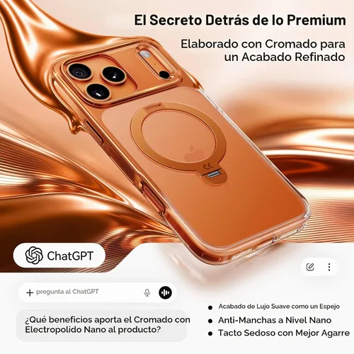 Vista 3 de CASEKOO Funda para iPhone 17 Pro con soporte magnético giratorio de 360º, compatible con MagSafe, protección militar de 17 pies, diseño brillante