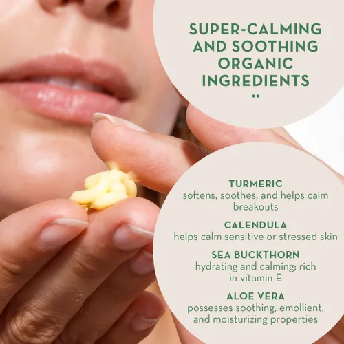 Vista 4 de Hidratante facial calmante para pieles sensibles Bálsamo facial súper calmante para el envejecimiento seco piel delicada y comprometida