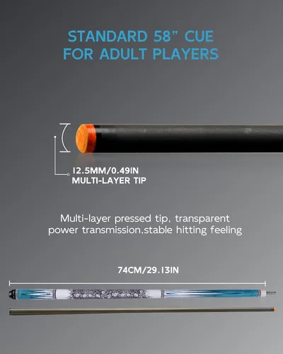 Vista 2 de KONLLEN Carbon Fiber Pool Cue,58 Inch 1.0-HU-32LG