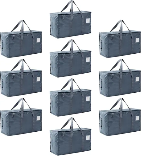 Vista 27 de Bolsas de mudanza resistentes extra grandes, cajas de mudanza, suministros de mudanza esenciales, contenedores de almacenamiento azules con tapas