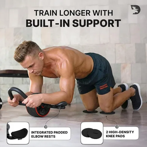 Vista 4 de DMoose Fitness Ab Roller Wheel with Elbow Support & 2 Knee Pads - Abdominal Exercise Trainer for Core Strength Training - Ultimate Abs Workout