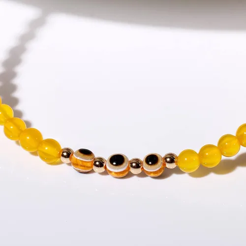 Vista 5 de Pulseras de tobillo de mal de ojo para mujer, tobilleras de cuentas para playa, accesorios de piedras preciosas curativas de cristal ajustable
