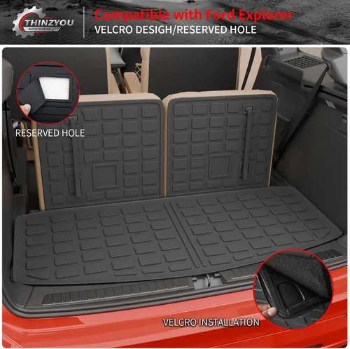 Vista 5 de alfombra de carga para maletero, protector de cubierta de asiento trasero de elastómero termoplástico (alfombra de maletero + alfombra de respaldo)