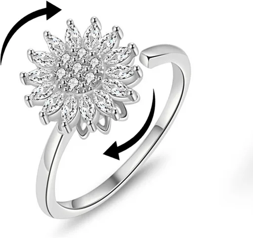 Vista 18 de Sunflower Ring Spinning Fidget Rings for Anxiety Open Adjustable Spinner Sun Ring Creative Relieving Stress Rotating Jewelry