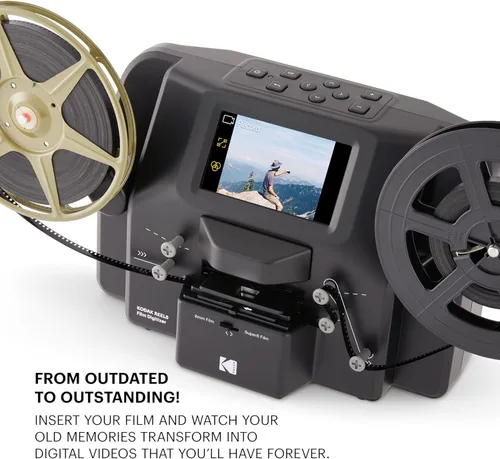 Vista 2 de KODAK REELS - Convertidor digitalizador de películas de 8mm y Super 8 con pantalla grande de 5", escáner convierte película fotograma por fotograma