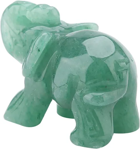 Vista 3 de Akozon Figuras de 2 pulgadas de jade tallado de elefante de cristal, decoración del hogar, artículo de mobiliario (turina verde)