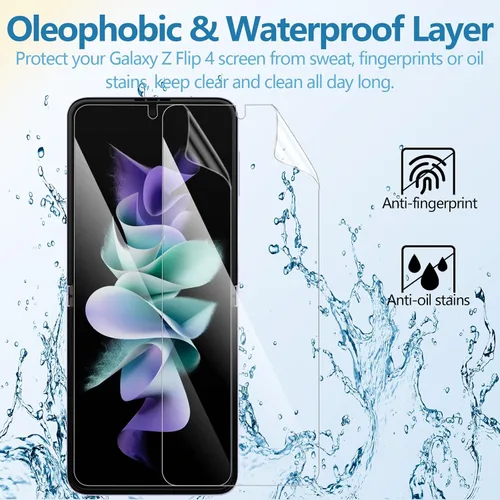 Vista 5 de Paquete de 2 protectores de pantalla para Galaxy Z Flip 4, protector de pantalla de película de hidrogel para Samsung Galaxy Z Flip 4, protector