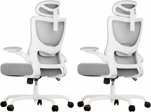 Vista 17 de Marsail - Silla ergonómica de oficina - Silla de escritorio con respaldo alto de malla y soporte lumbar ajustable, silla giratoria con ruedas