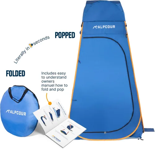 Vista 3 de Alpcour Tienda de campaña desplegable portátil – Tienda de privacidad para inodoro portátil, ducha y vestuario para acampar y al aire libre
