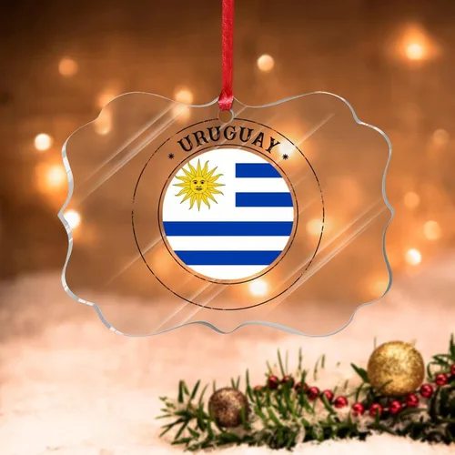 Vista 15 de Bandera de Andorra, adorno colgante de Navidad, bandera nacional, decoraciones de Navidad, adornos acrílicos, colgante para árbol de Navidad