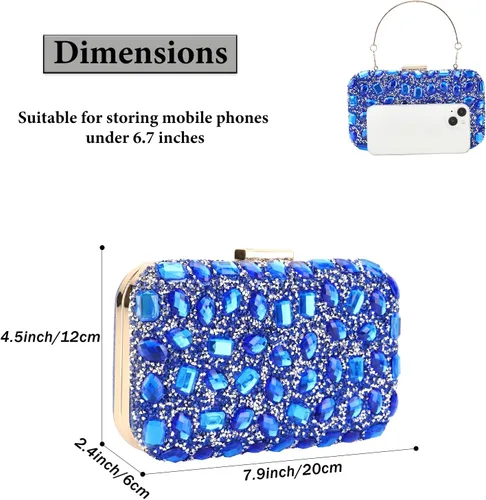 Vista 2 de Bolso de mano de lentejuelas brillantes con diamantes de imitación para mujer, bolso de mano de noche, bolso de hombro para boda, fiesta, baile