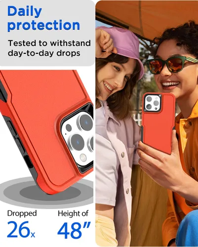 Vista 4 de AICase Funda para iPhone 15 Pro con protector de pantalla de vidrio + lente de cámara, resistente protección contra caídas, cuerpo completo